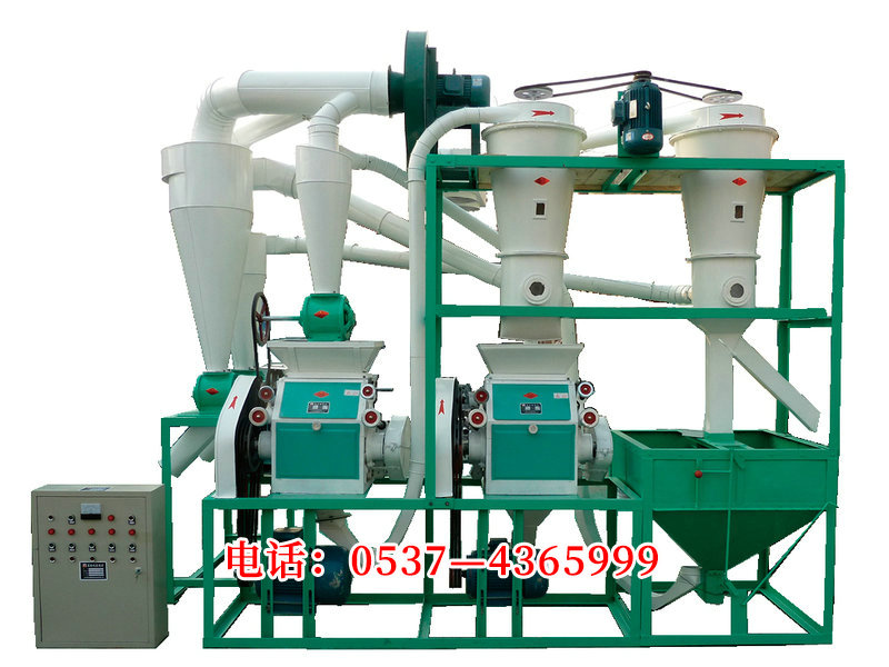 6FTS-10双机每小时加工小麦，玉米，高粱，400-450KG。总动力20.5KW,设备占地长3.8m宽1.5m高3m.JPG